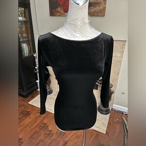 Ballroom Smooth Latin Dance Wear leotard Black Velvet 3/4 sleeves